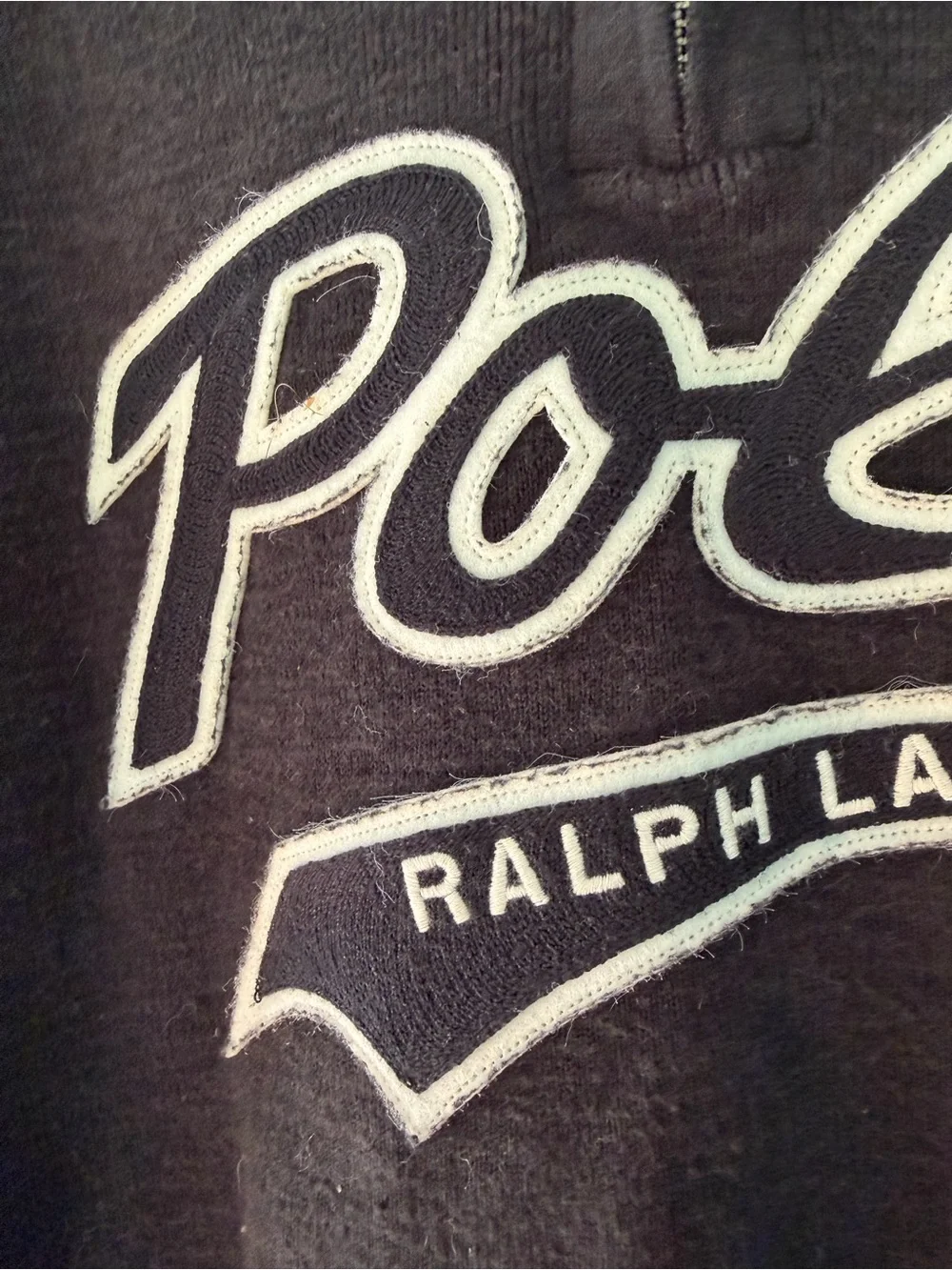 Polo by Ralph Lauren Black Quarter Zip Sweatshirt with White Logo Spellout XXL